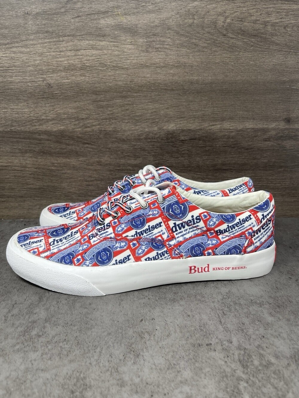 ALIFE x Budweiser Public Bud Size 10 Mens Red White Blue Canvas Skate Shoes